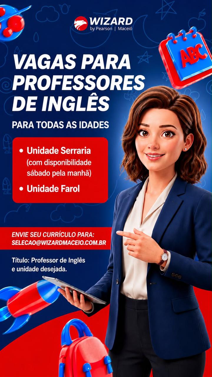 Vagas para Professores de Inglês na Wizard Maceió